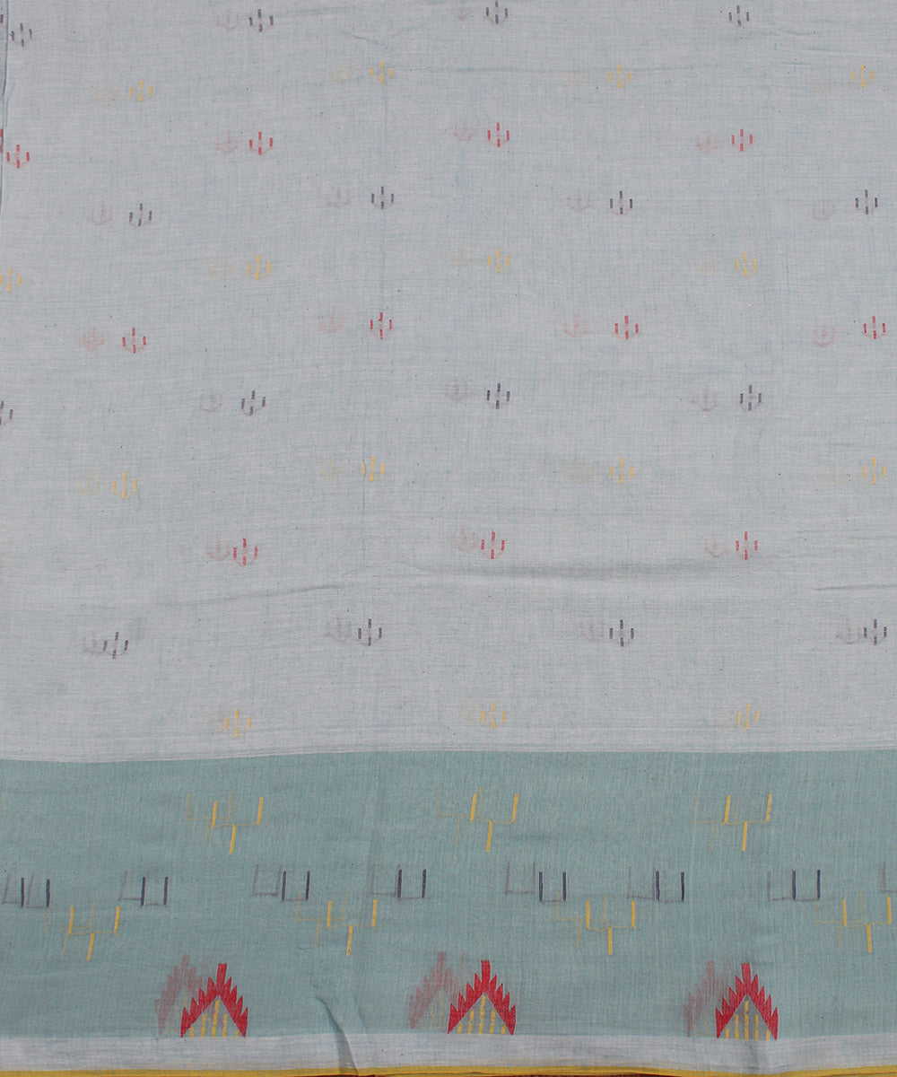 Light blue handloom bengal cotton jamdani fabric