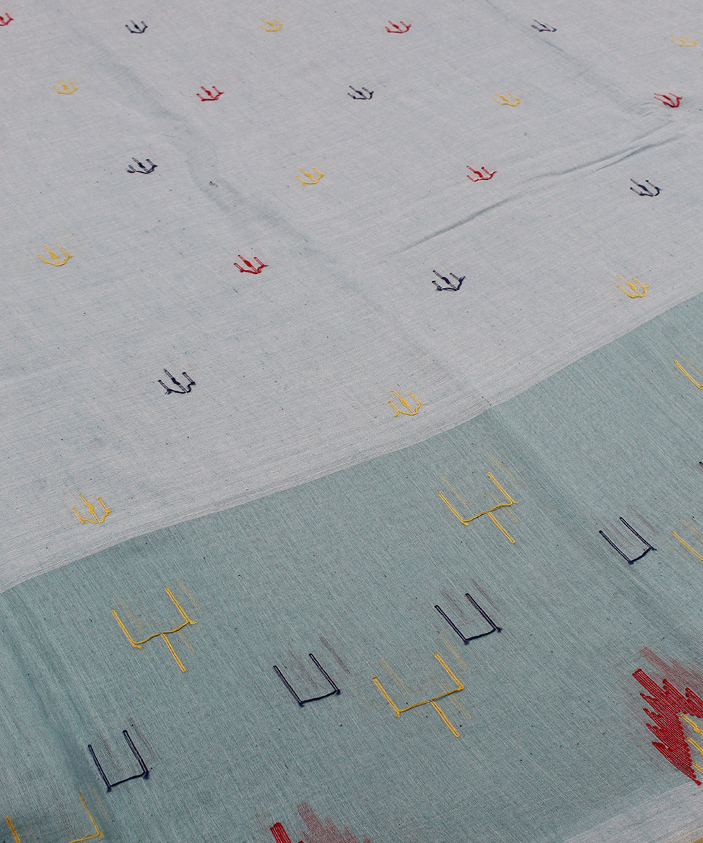 Light blue handloom bengal cotton jamdani fabric