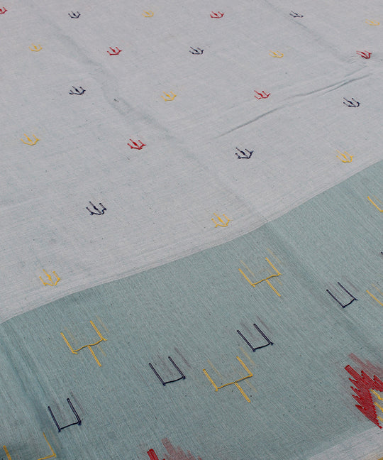 Light blue handloom bengal cotton jamdani fabric