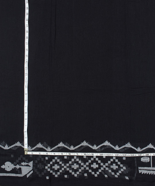 Black handloom bengal cotton jamdani fabric