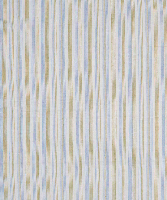 White blue green stripes handwoven bengal cotton fabric