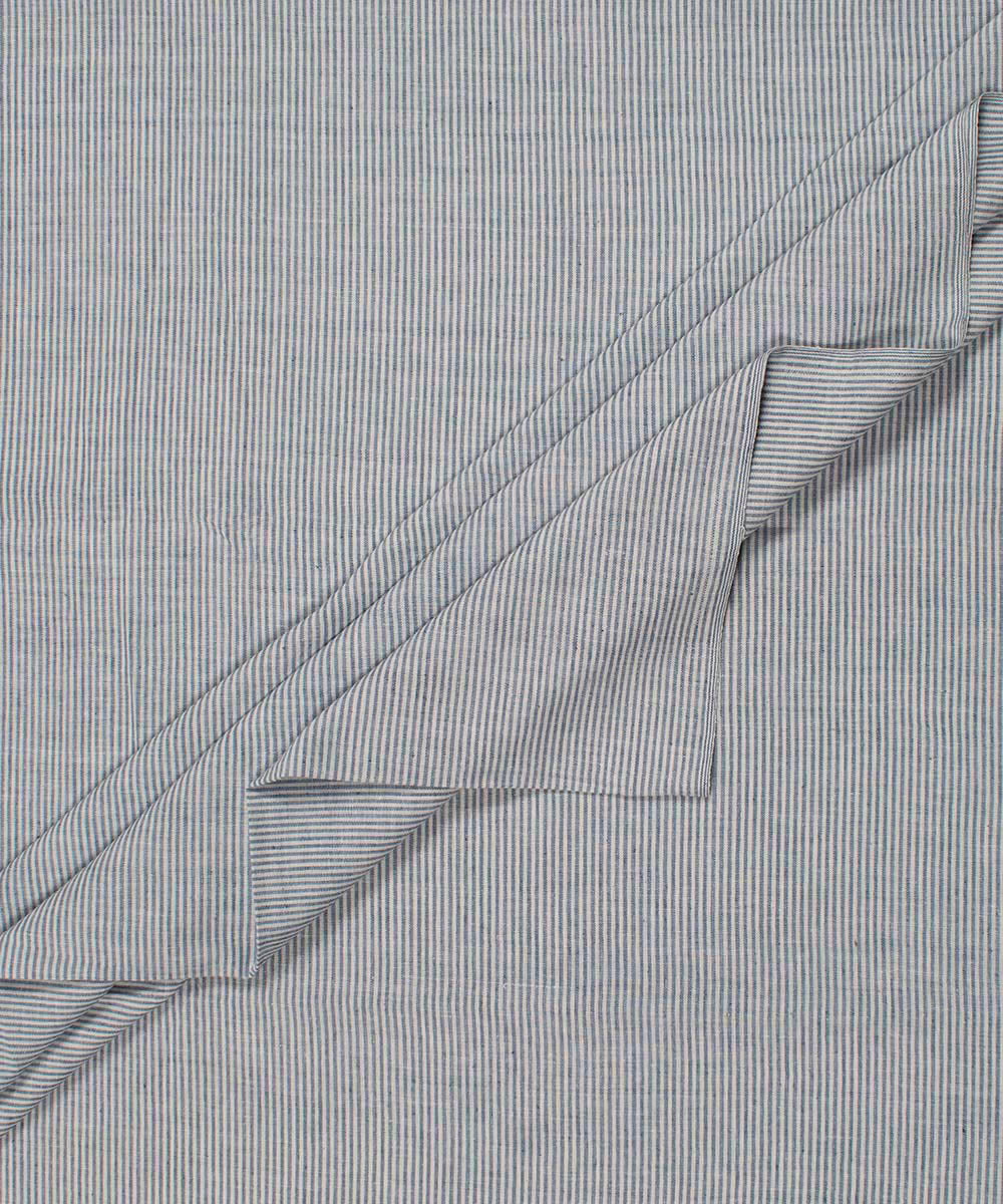 White blue stripes handwoven bengal cotton fabric