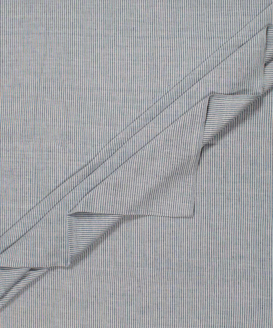 White blue stripes handwoven bengal cotton fabric