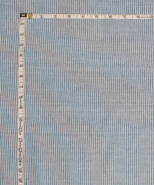 White blue stripes handwoven bengal cotton fabric