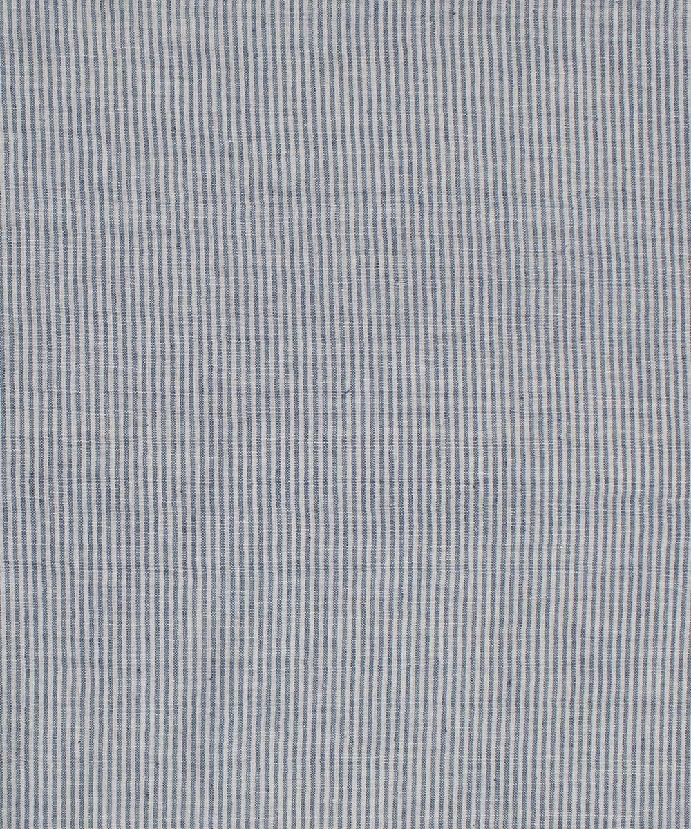 White blue stripes handwoven bengal cotton fabric