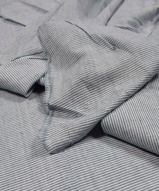 White blue stripes handwoven bengal cotton fabric