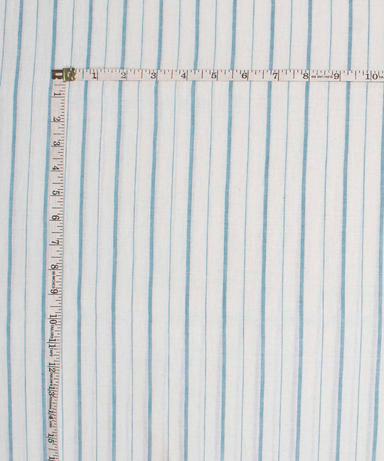White aqua blue stripes handwoven bengal cotton fabric