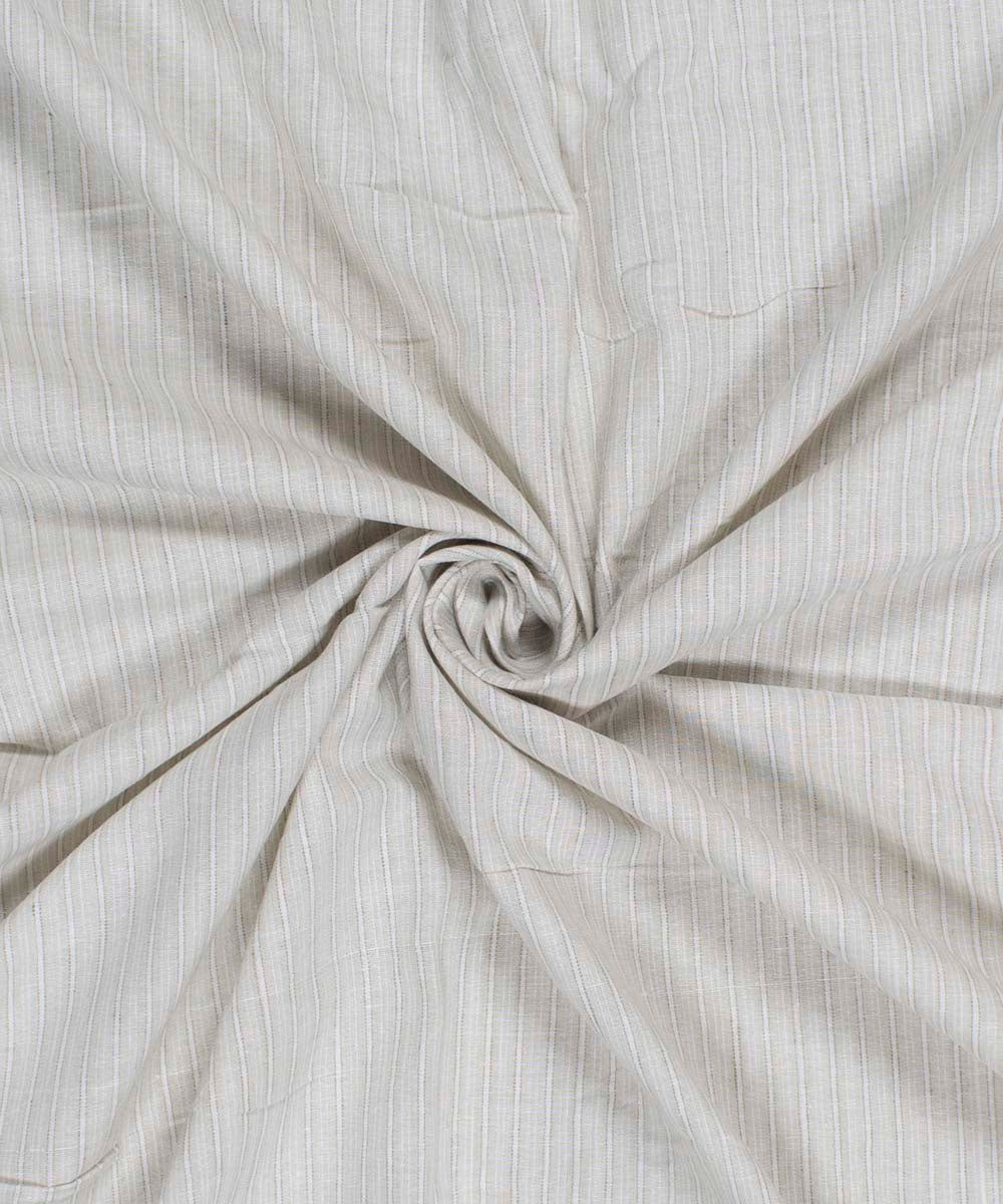 White dim grey stripes handwoven bengal cotton fabric