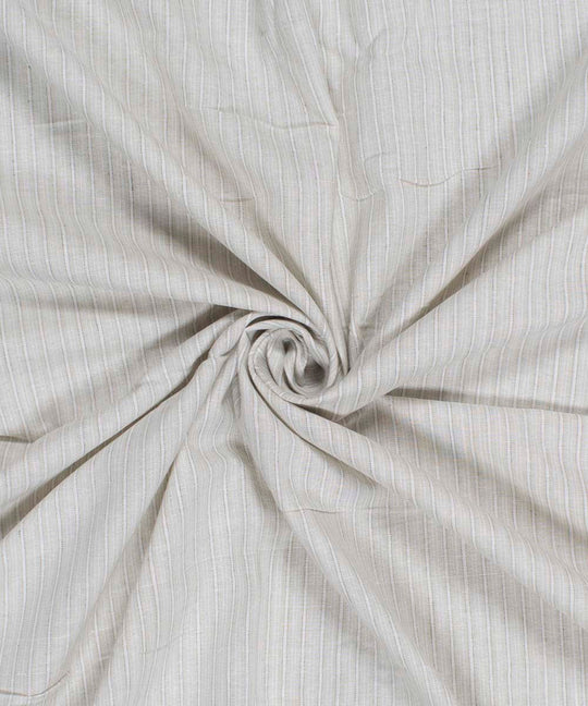 White dim grey stripes handwoven bengal cotton fabric