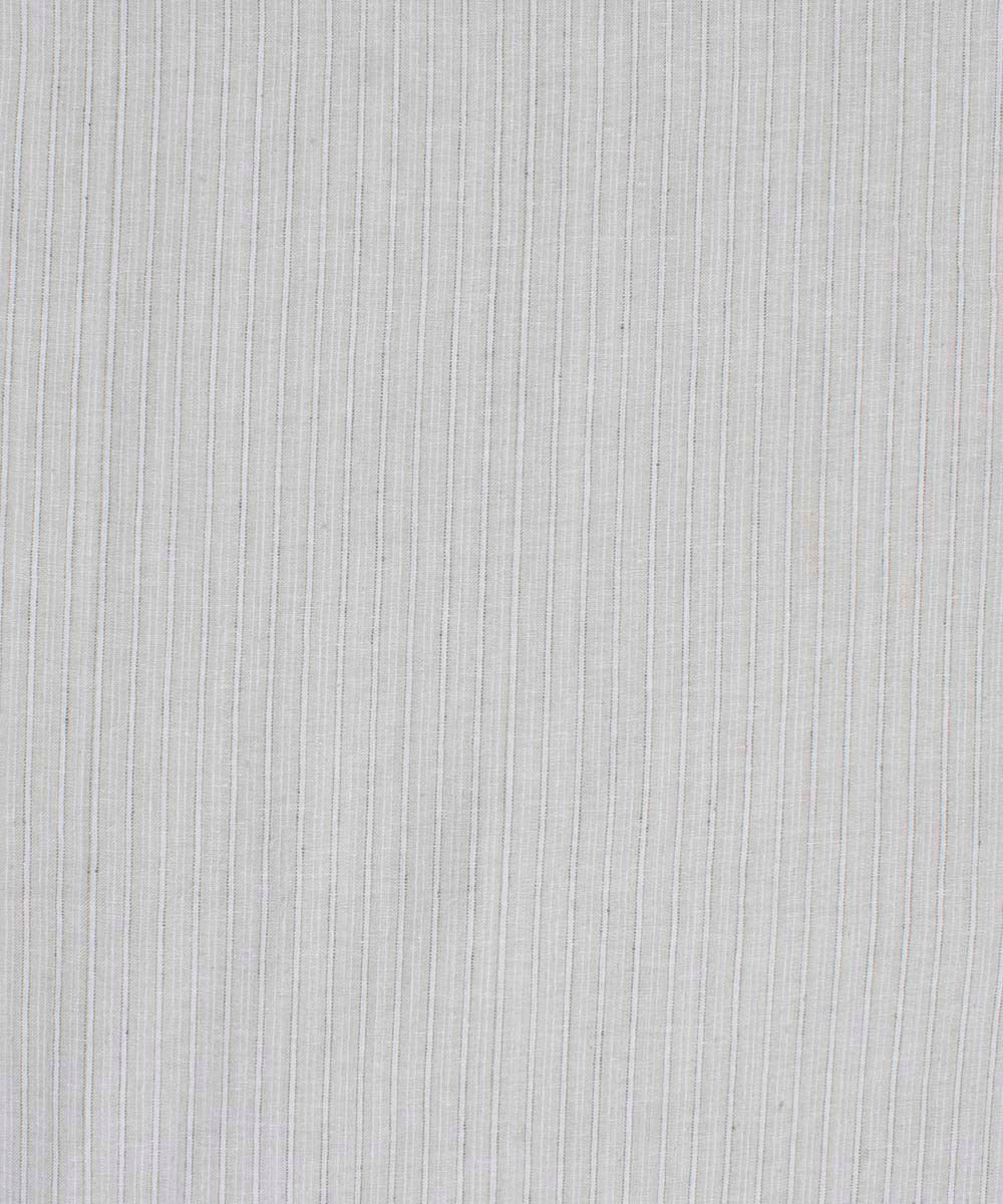 White dim grey stripes handwoven bengal cotton fabric