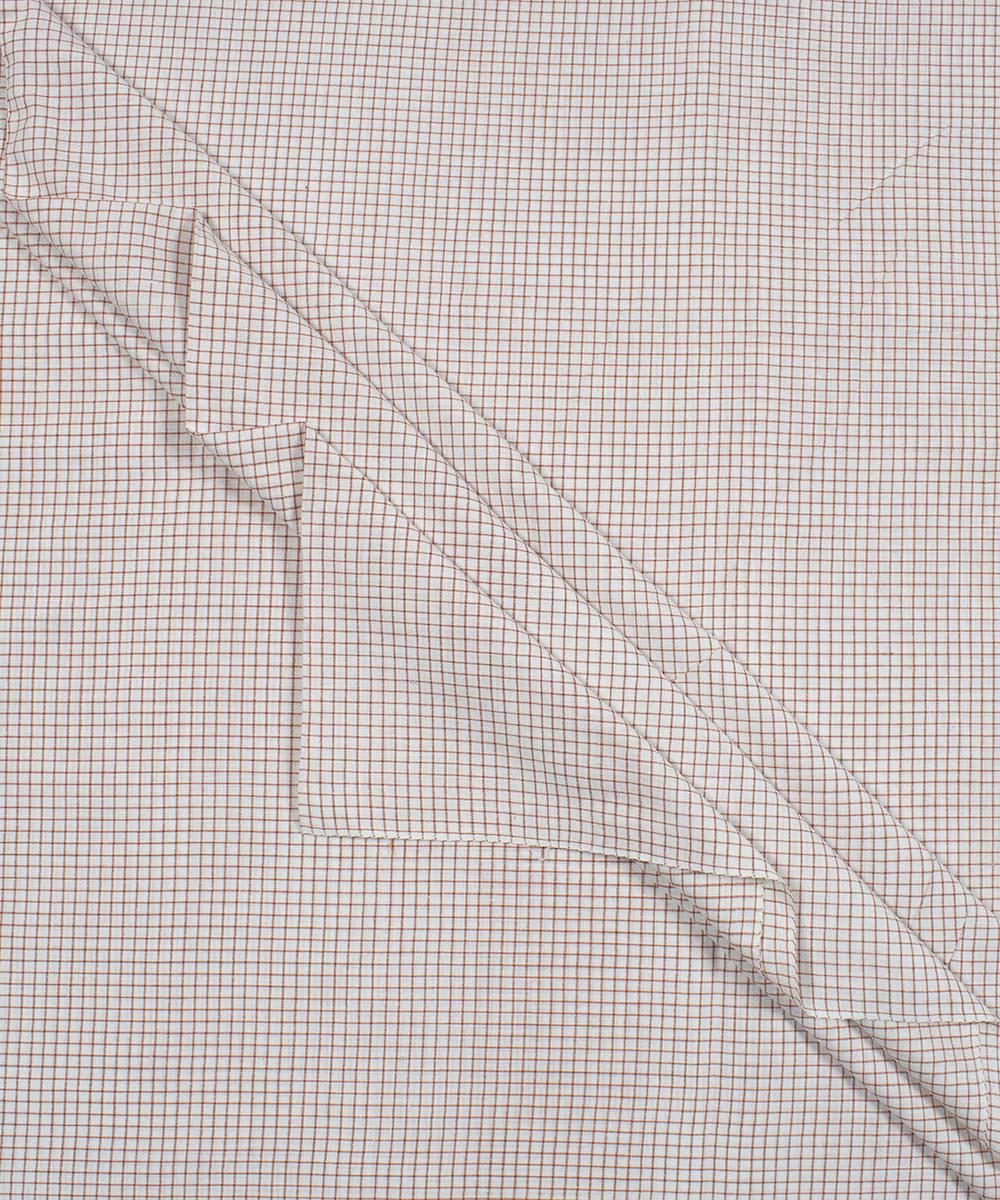 White red checks handwoven bengal cotton fabric