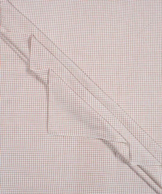 White red checks handwoven bengal cotton fabric