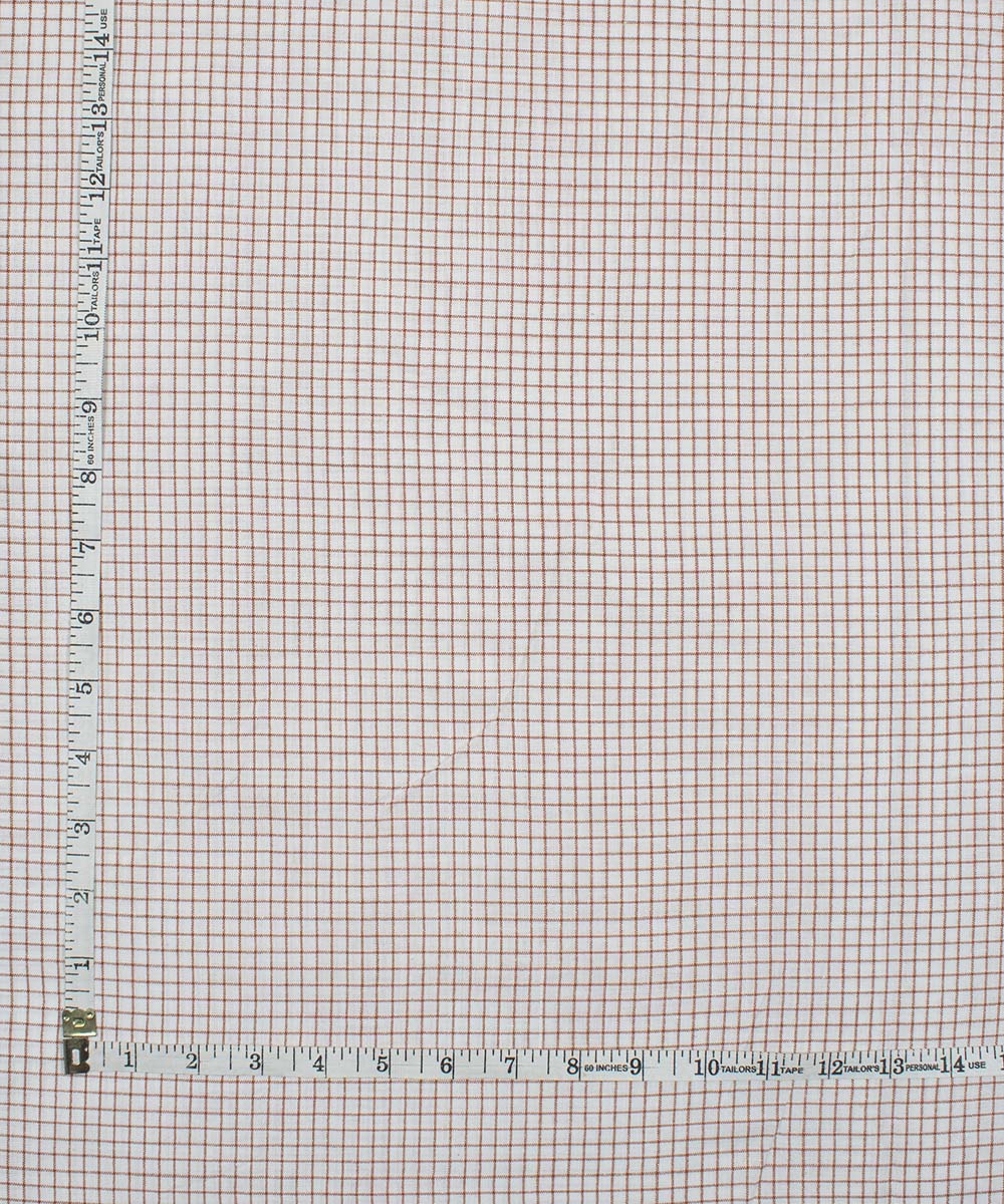 White red checks handwoven bengal cotton fabric