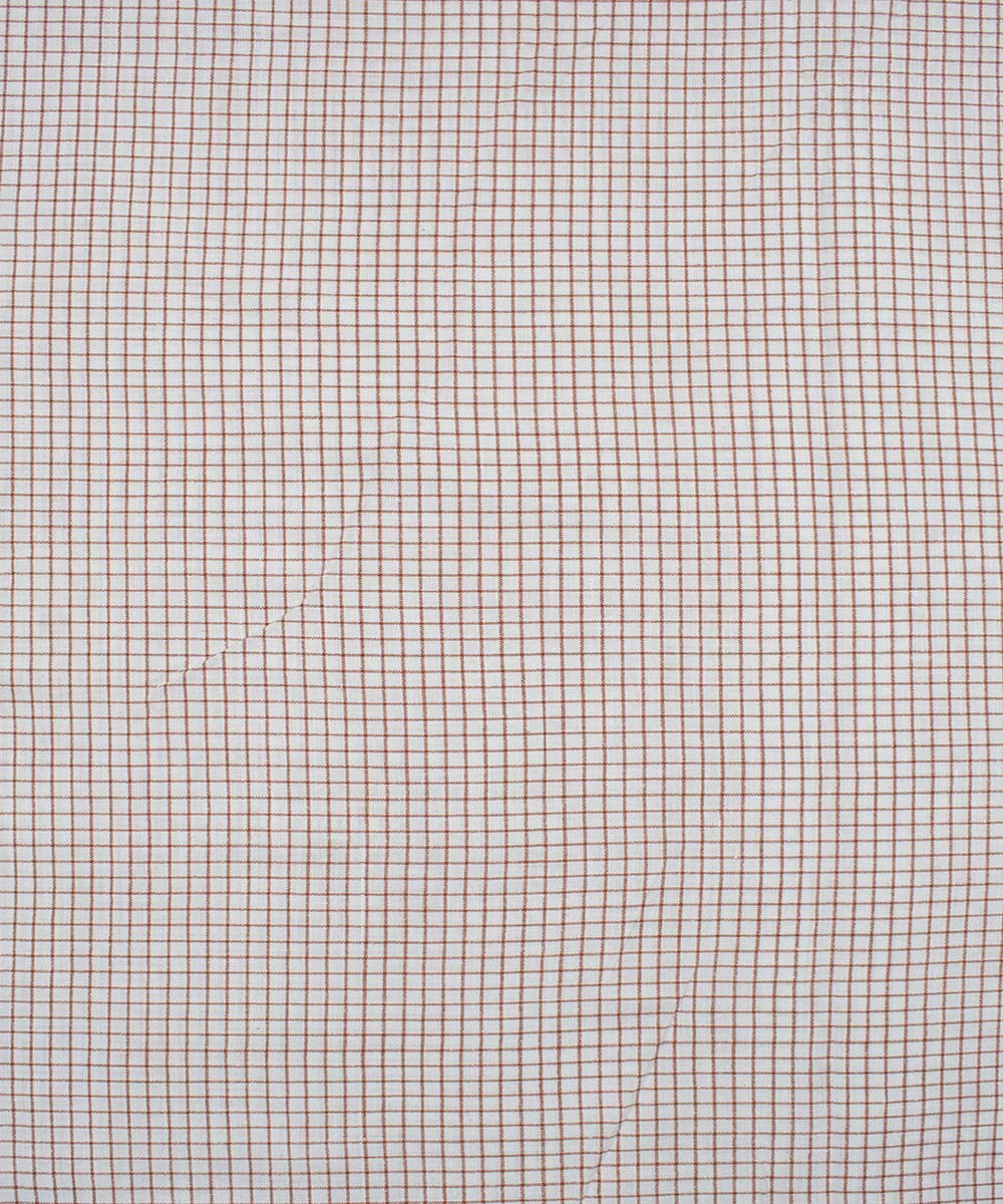 White red checks handwoven bengal cotton fabric