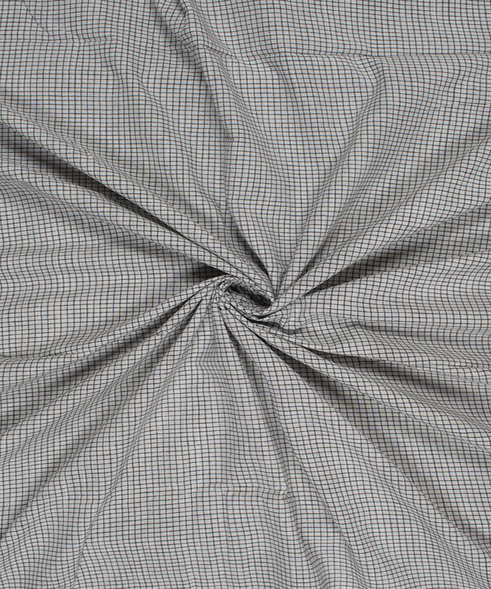 White black checks handwoven bengal cotton fabric