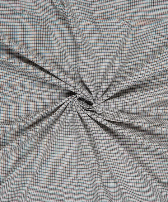 White black checks handwoven bengal cotton fabric