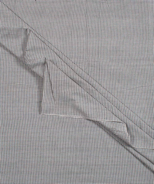 White black checks handwoven bengal cotton fabric