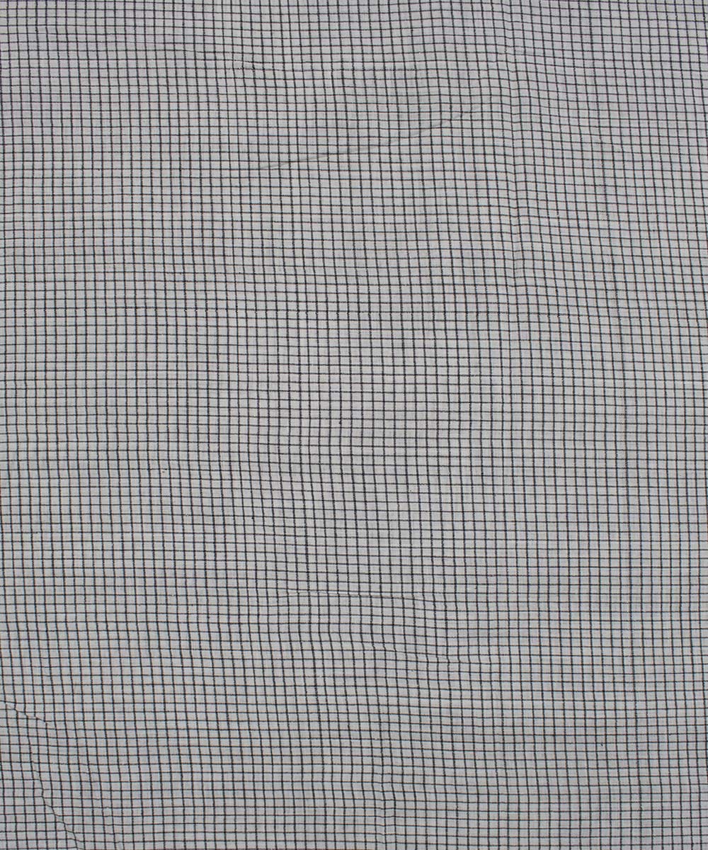 White black checks handwoven bengal cotton fabric