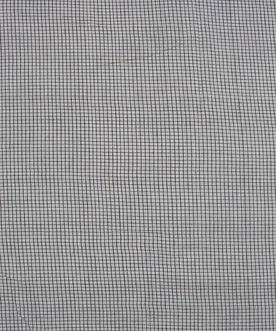 White black checks handwoven bengal cotton fabric