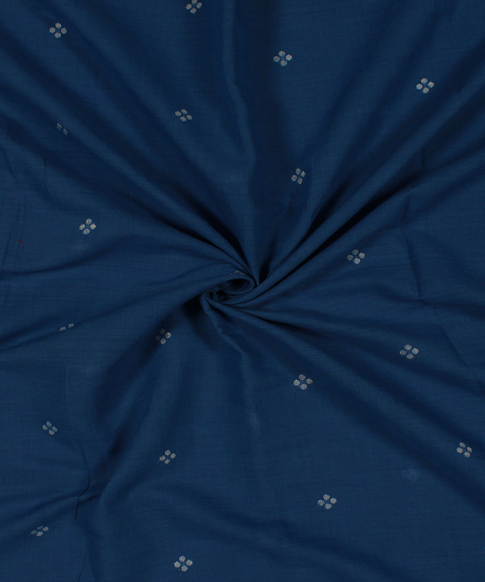 Blue white handwoven jamdani fabric