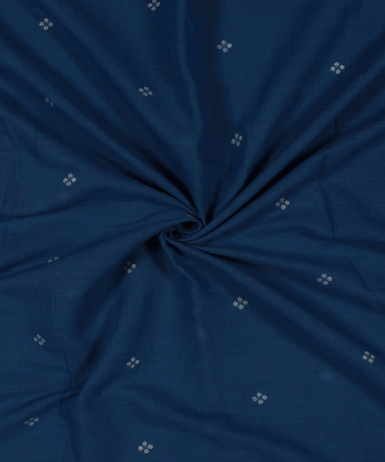 Blue white handwoven jamdani fabric
