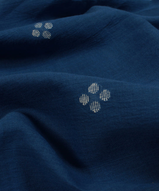 Blue white handwoven jamdani fabric