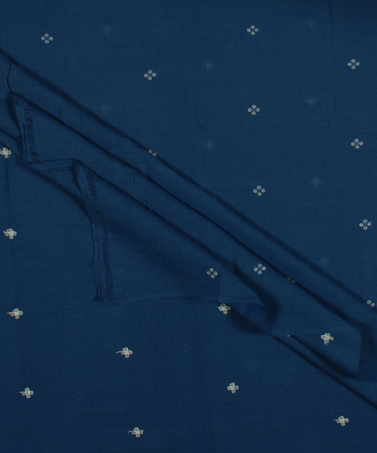 Blue white handwoven jamdani fabric