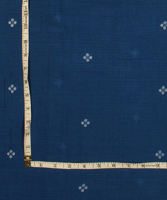 Blue white handwoven jamdani fabric
