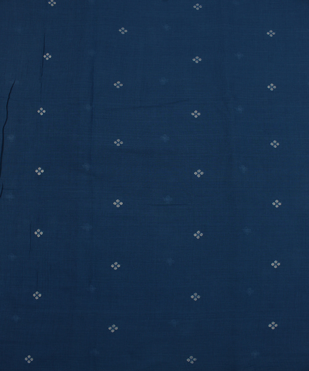 Blue white handwoven jamdani fabric