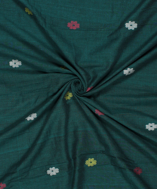 Green hand woven jamdani fabric