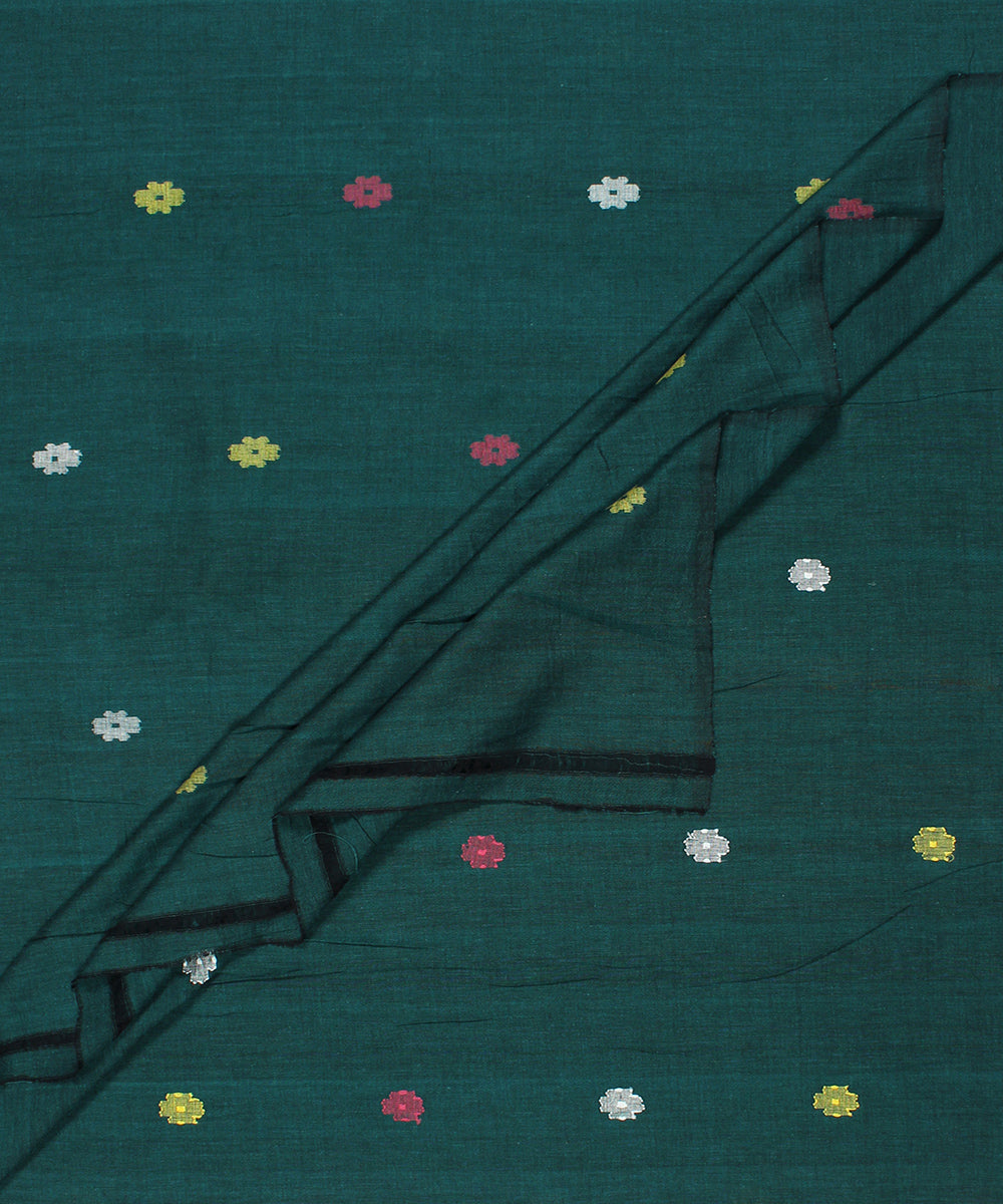 Green hand woven jamdani fabric