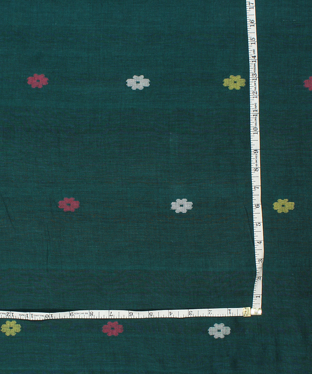 Green hand woven jamdani fabric