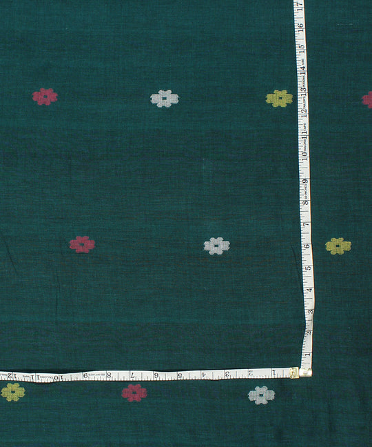 Green hand woven jamdani fabric