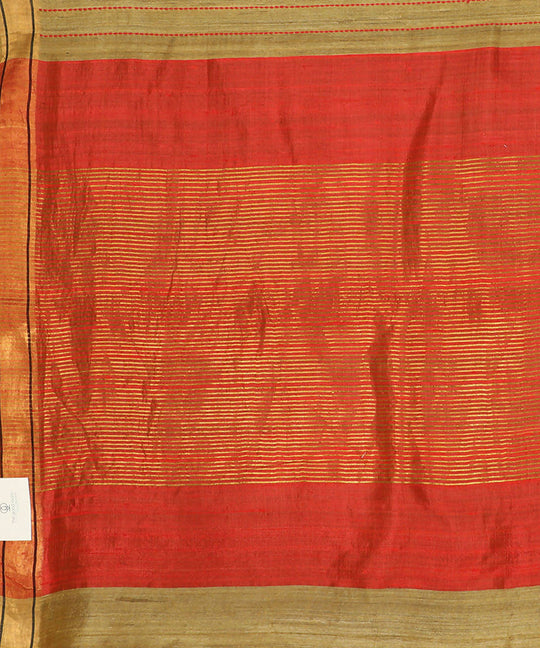 Gold handwoven tussar silk saree