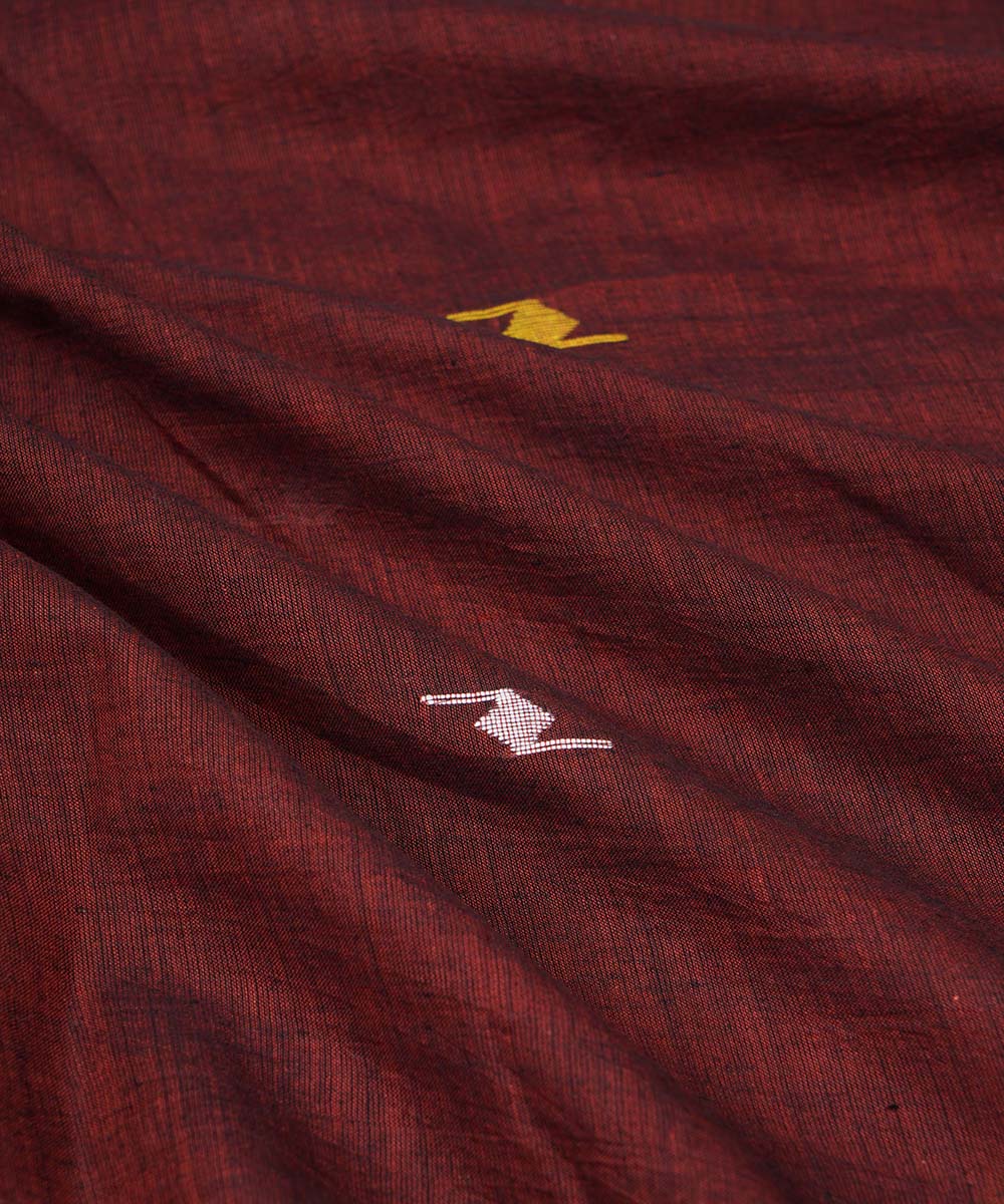 1m Maroon handloom cotton jamdani fabric