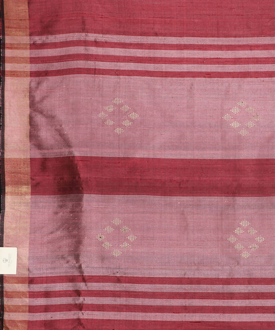 Maroon handwoven tussar silk saree