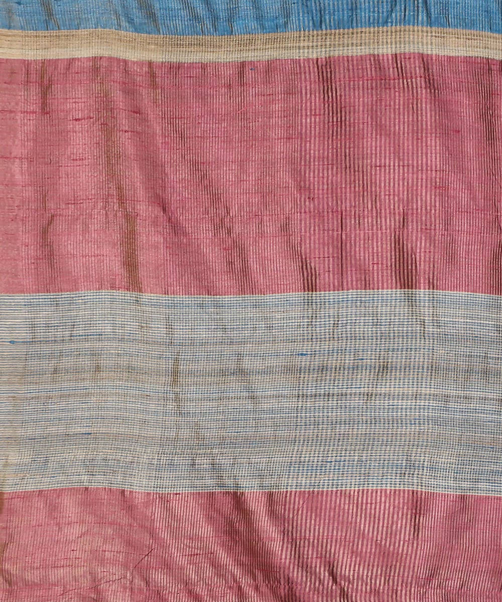 Blue handwoven tussar silk saree