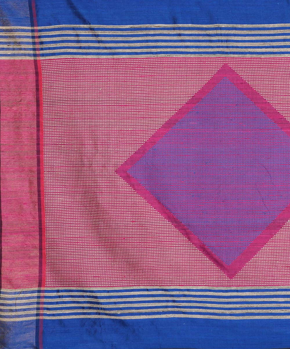 Deep blue handwoven tussar silk saree