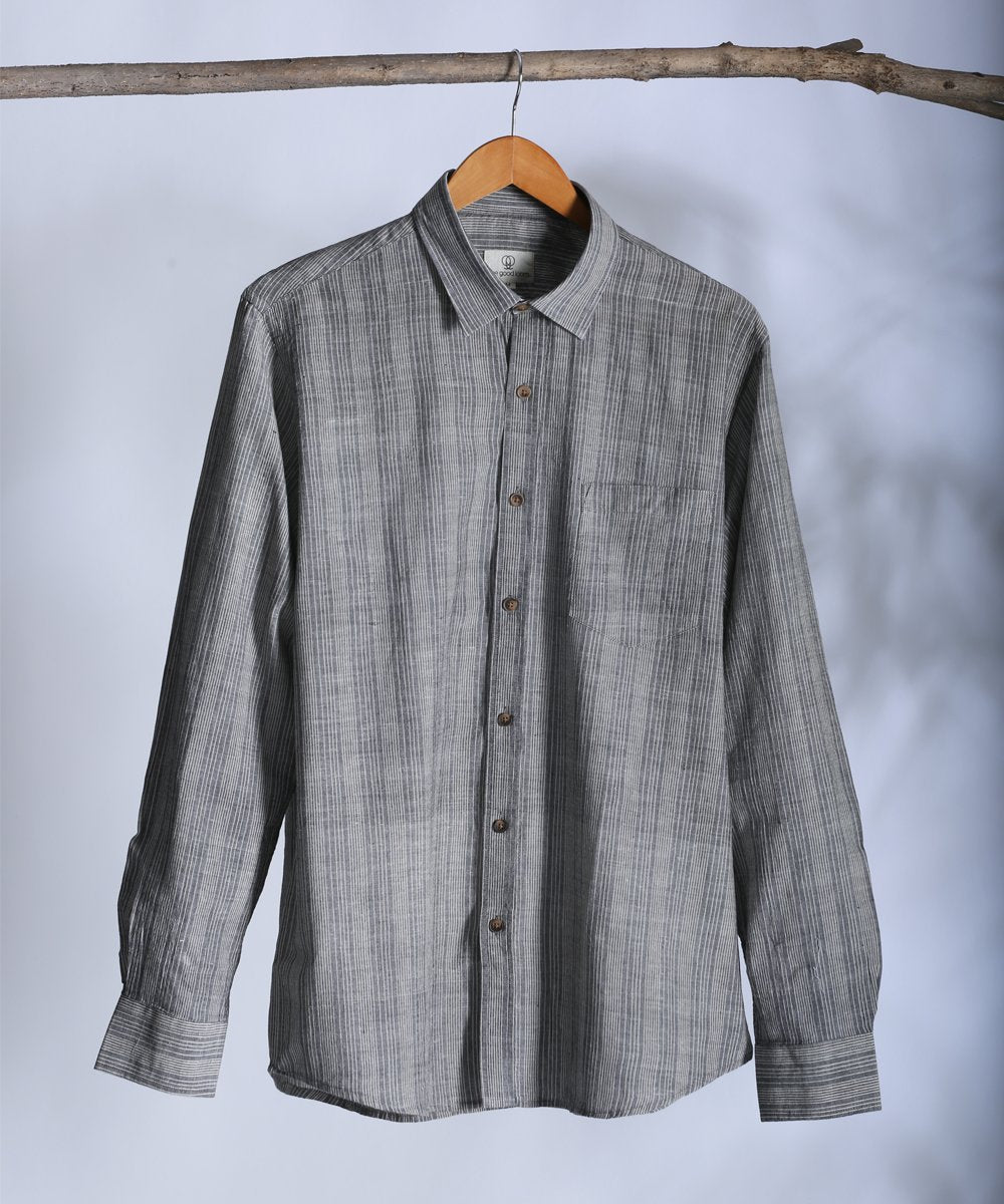 Grey striped collared shirt