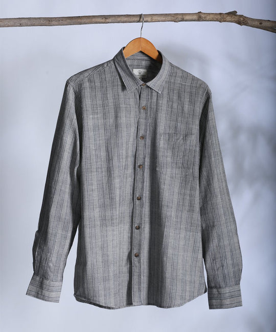Grey striped collared shirt