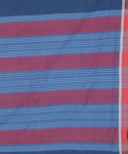 Dark blue cotton handwoven saree