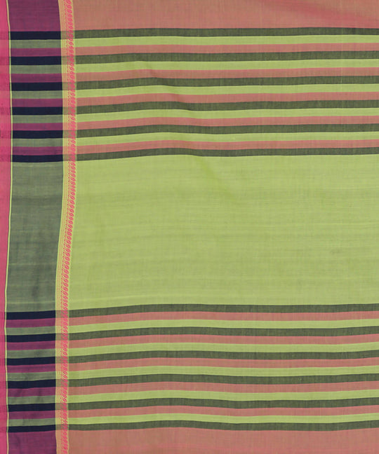 Beige pink cotton handwoven saree