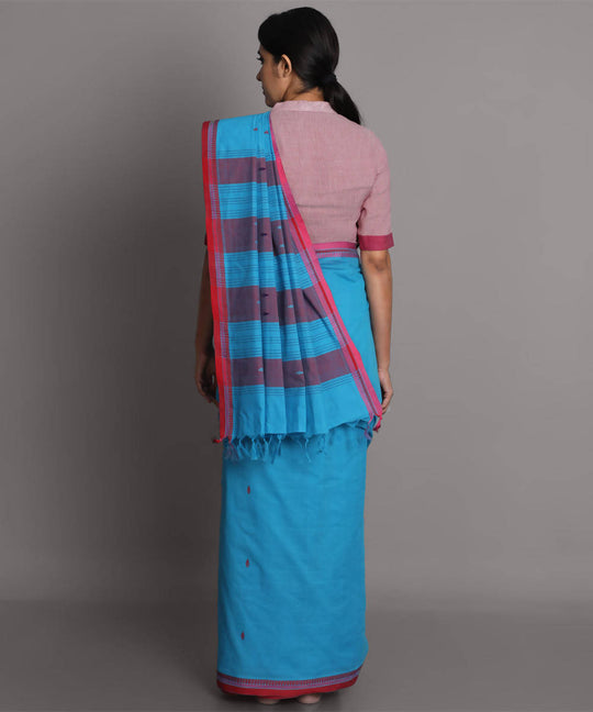 Light blue cotton handwoven saree