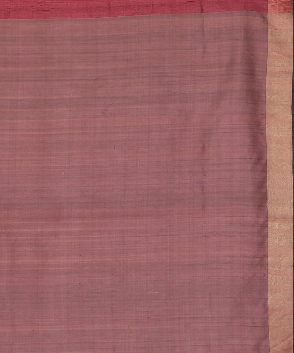 Maroon handwoven tussar silk saree