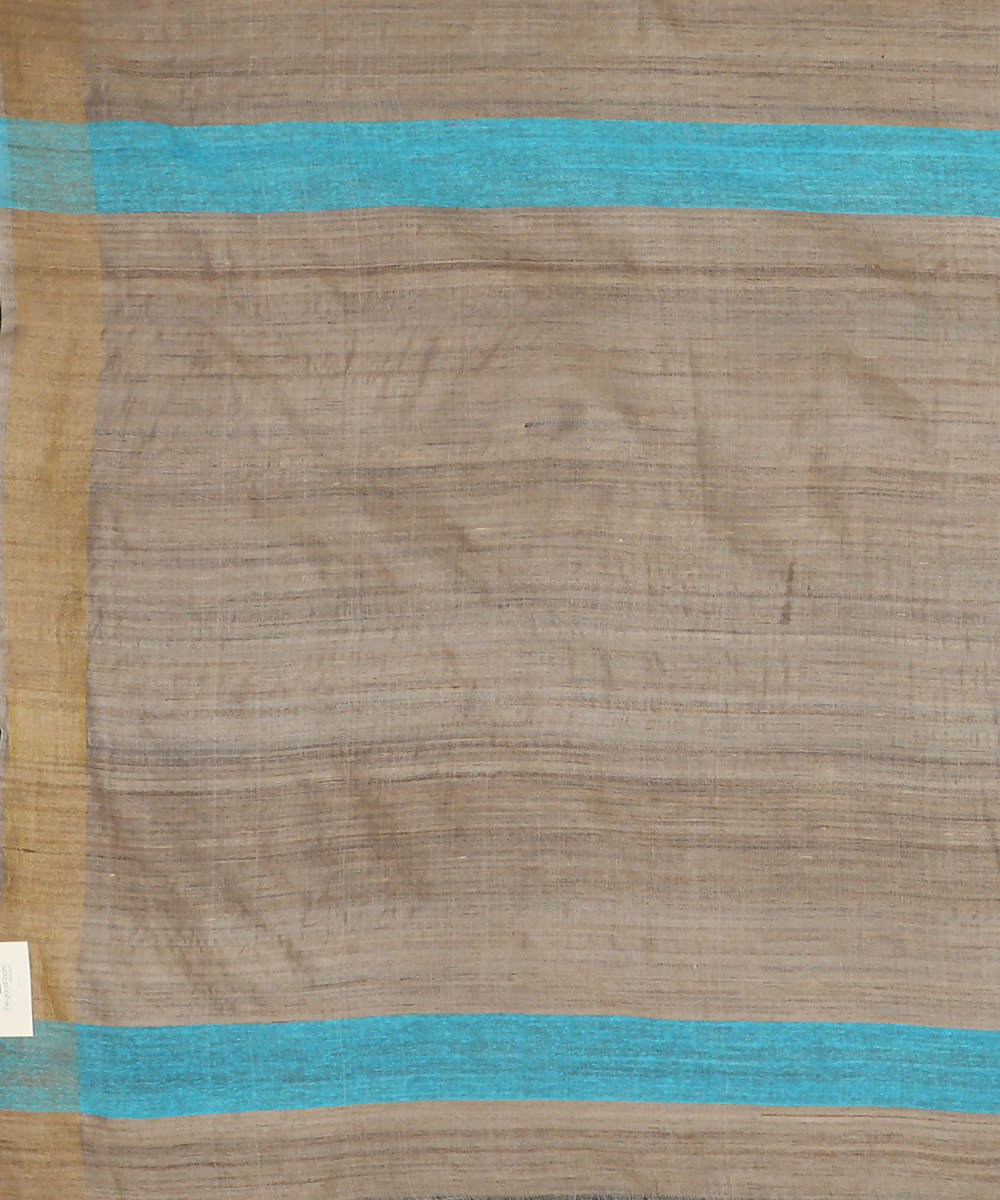 Beige brown handwoven tussar silk saree