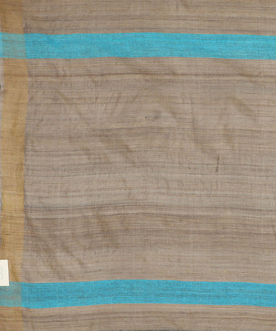 Beige brown handwoven tussar silk saree