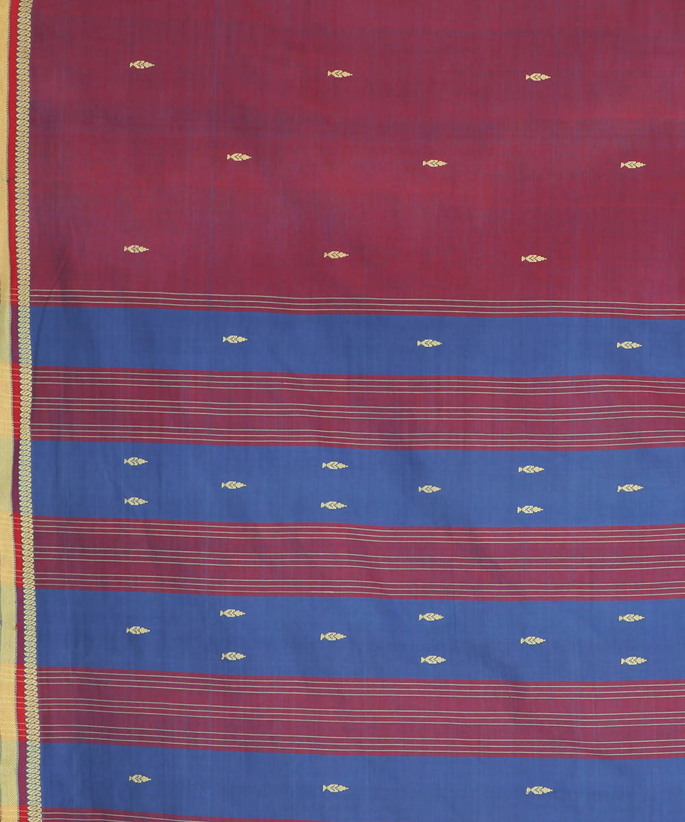 Magenta blue cotton handwoven saree