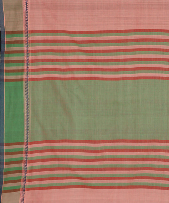 Peach cotton handwoven saree