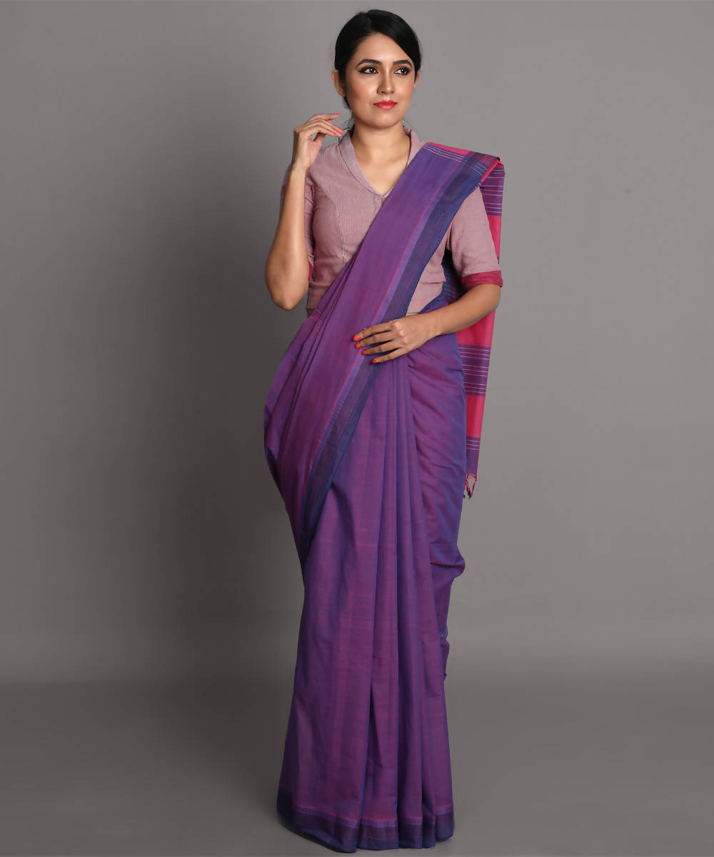 Lavender cotton handwoven saree