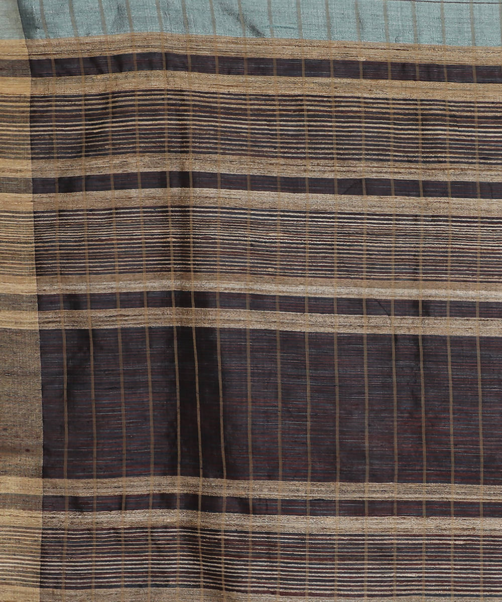 Blue grey handwoven tussar silk saree